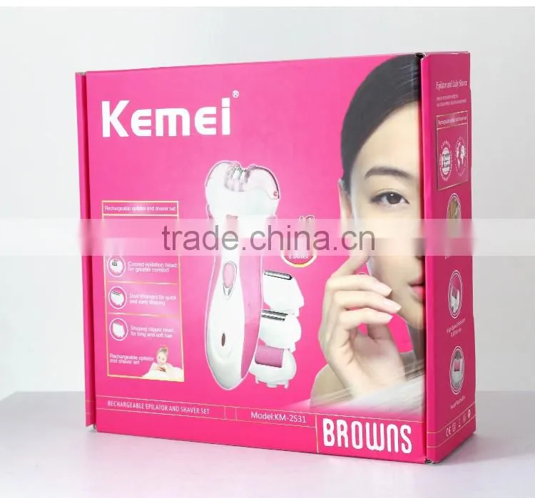 Kemei2531 New 4 in 1 Multi-function Women Shave Electric Epilator & Foot Care Callous Remover