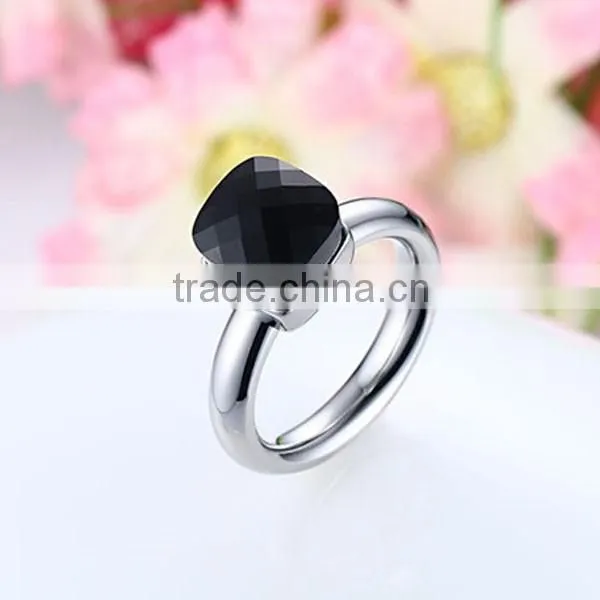 Wholesale Lady Colors Glass Stainless Steel Ring