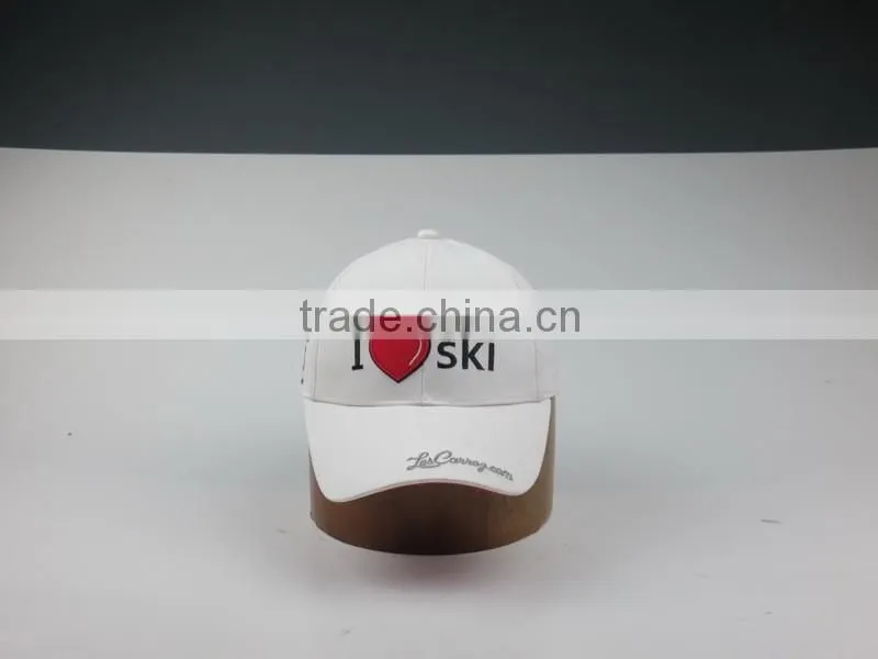 White Ski Sports Caps Flat Embroidery Sports Cap Customized