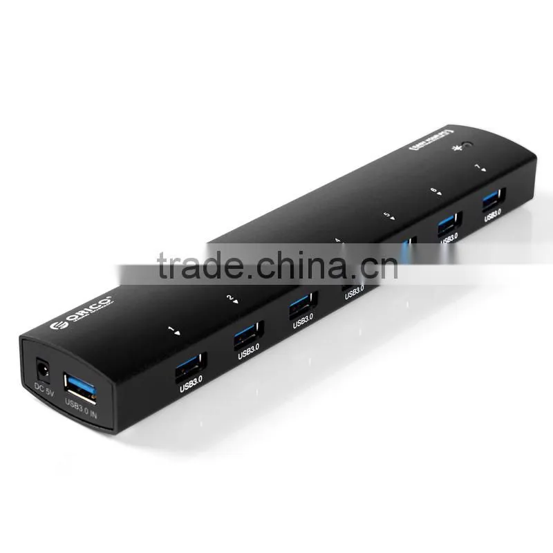 Wholesale OEM 7 Ports USB 3.0 Hub with Power Adapter,superspeed usb hub