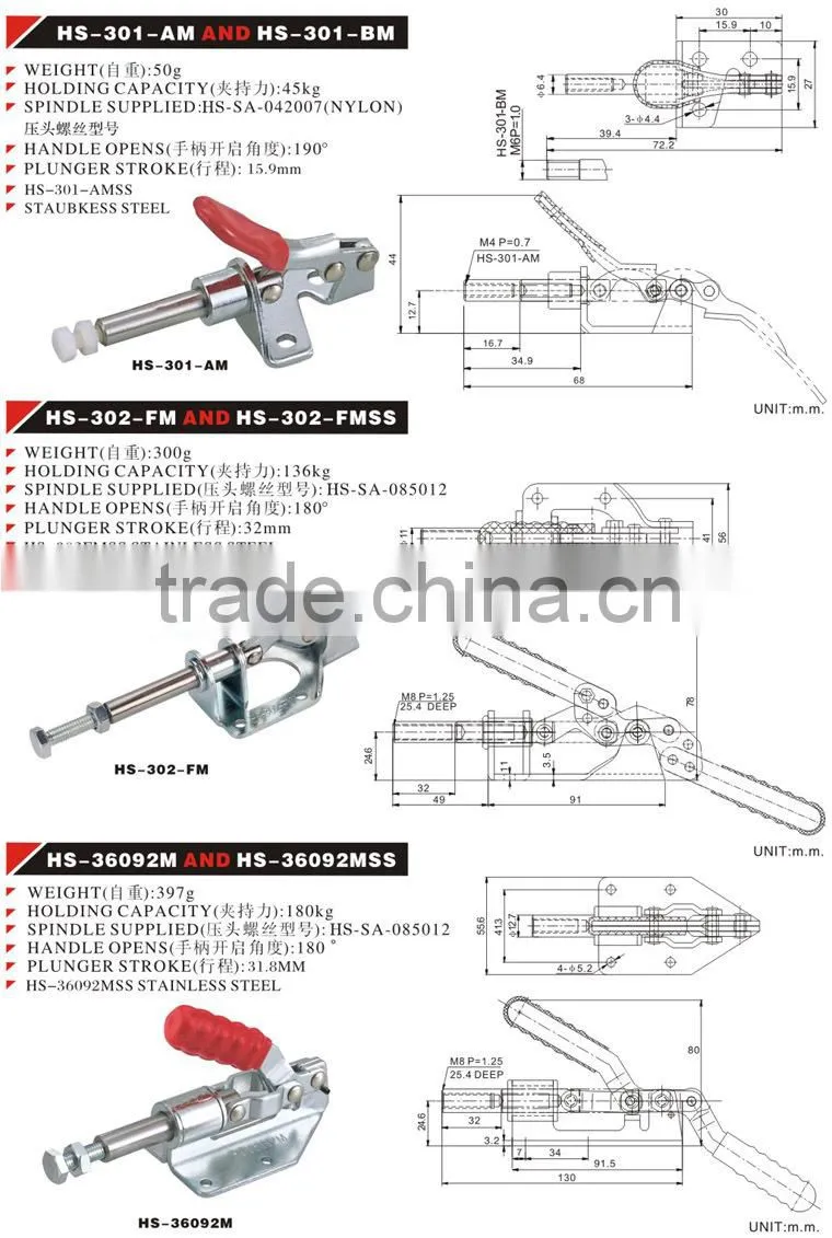 hot selling factory sell high quality Straight Line Toggle Clamp 302F