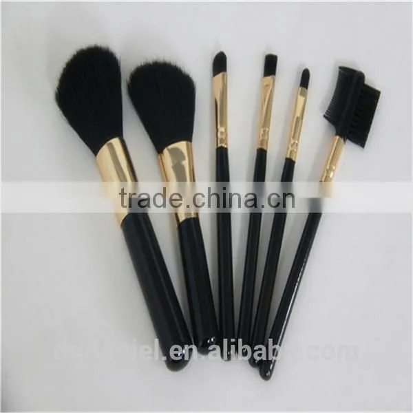 6pcs Black and Gold Mini detangle hair brush set makeup brush set black factory