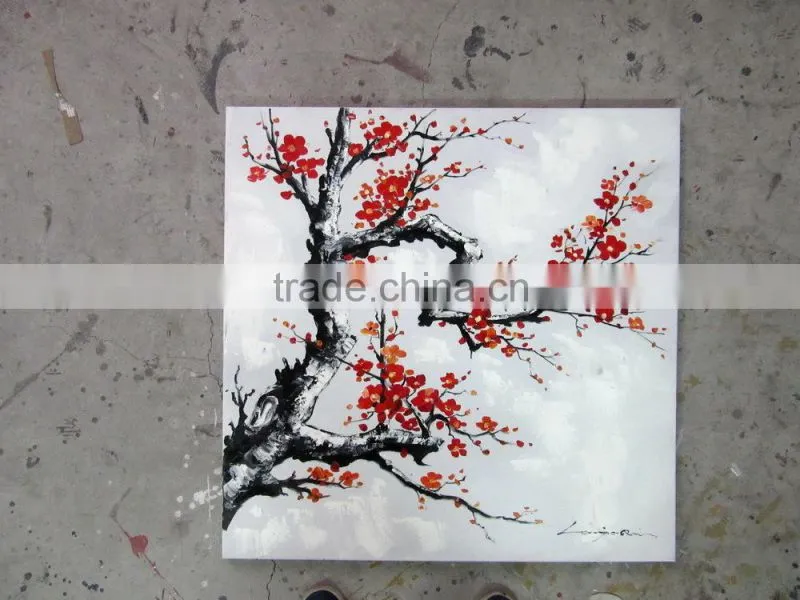 Modern Canvas Flower White Black Red Painting
