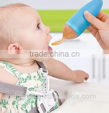 Silicone Extruding Assisted Food Feeder Weaning Spoon Feeding Bottle Spoon