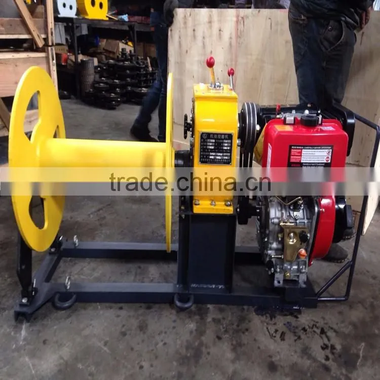3T gasoline wire rope pulling winch wire take up and stringing machine