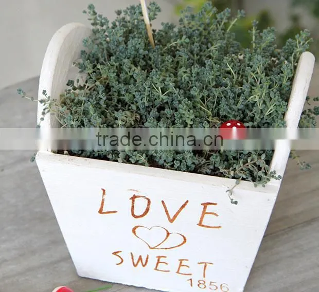 New design garden decorative white wooden flower planter with handles