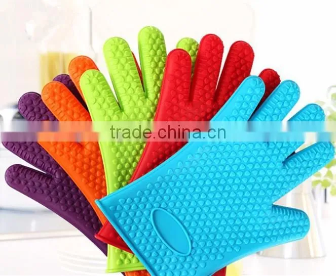 Silicone BBQ Grilling Gloves, silicone oven gloves with fingers hand gloves