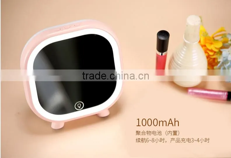 New Cool Multi-functional Makeup Mirror With Bluetooth Speaker LED Light Clock Support Mobile Phone Charging