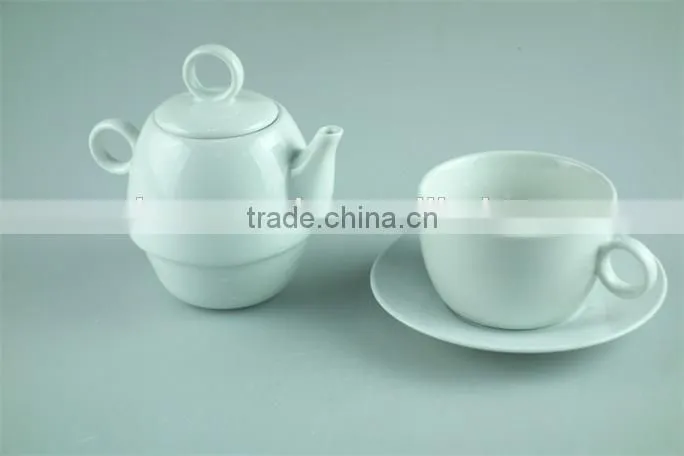 Unique shape Porcelain teapot coffee pot with decal and gold line in stock