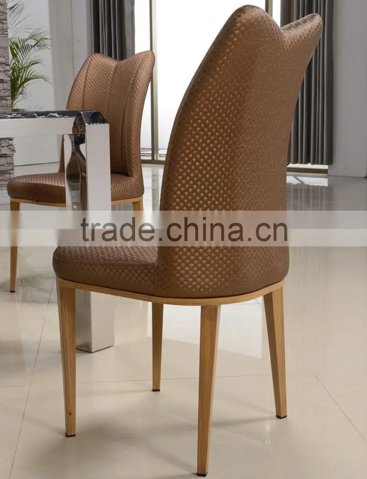 high quality woodgrain stainless steel leather dining chair LQ-QT200