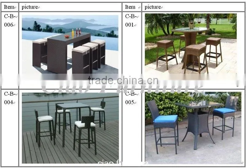 outdoor garden high bar stool classical rattan bar table set