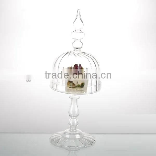 top grade high temperature resistance cake dome set glass cover with glass pedestal