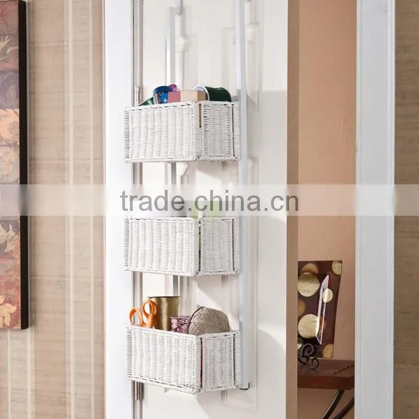 3 Tiers Over the Door metal and plastic hanging basket storage shelf plastic basket
