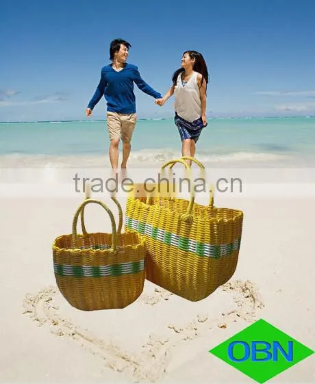 Cheap woven colorful beach bag