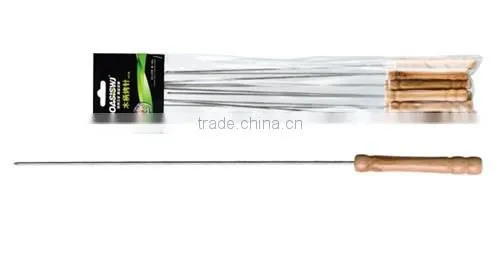 Stainless Steel Roasting BBQ Forks With Wood Handle;10 pcs in a set