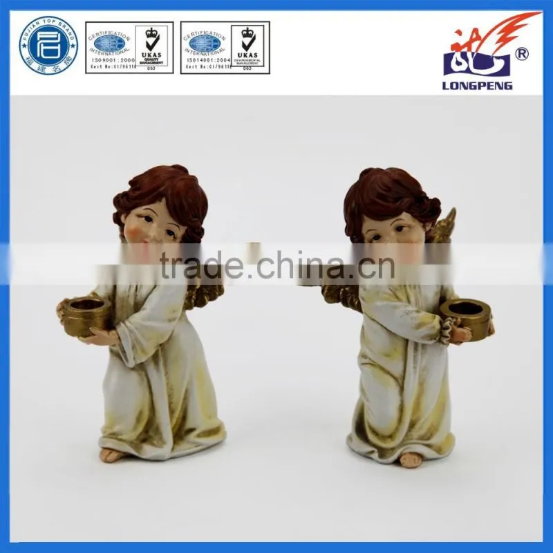 European Style Standing Angel with Candlestick Holder Decorative