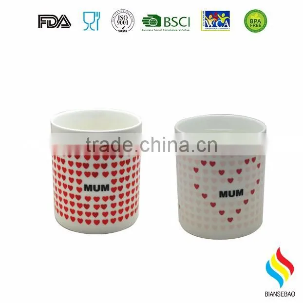 2017 FDA SGS Walmart porcelain color changing mug