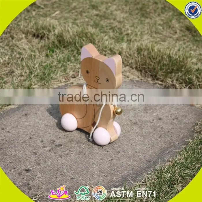 wholesale lovely wooden elephant pull car toy high quality wooden elephant pull car toy W05B034