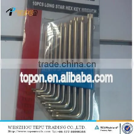 10PCS LONG STAR HEX KEY Wrench set in double blister card packing