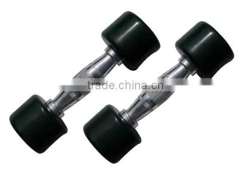 Fitness Black Rubber Coated Dumbbell- Improve Muscle Tone and Core Strength
