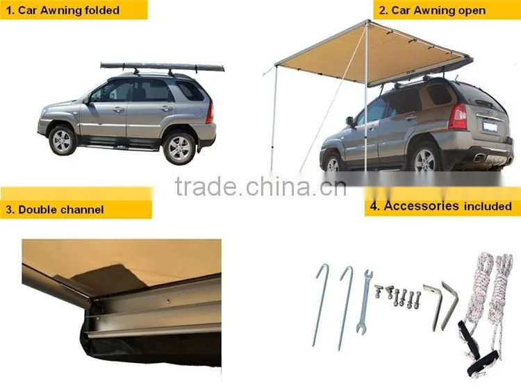 Off road awning polycotton 4wd car top side awning with roof top tent