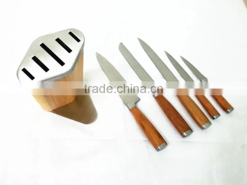 2015 new product 6pcs bamboo handle knife set
