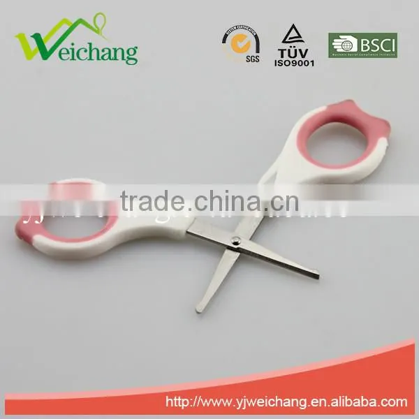 WCSC225 premium novelty wholesale soft handle colorful school children plastic scissors funny shape New Handle Design