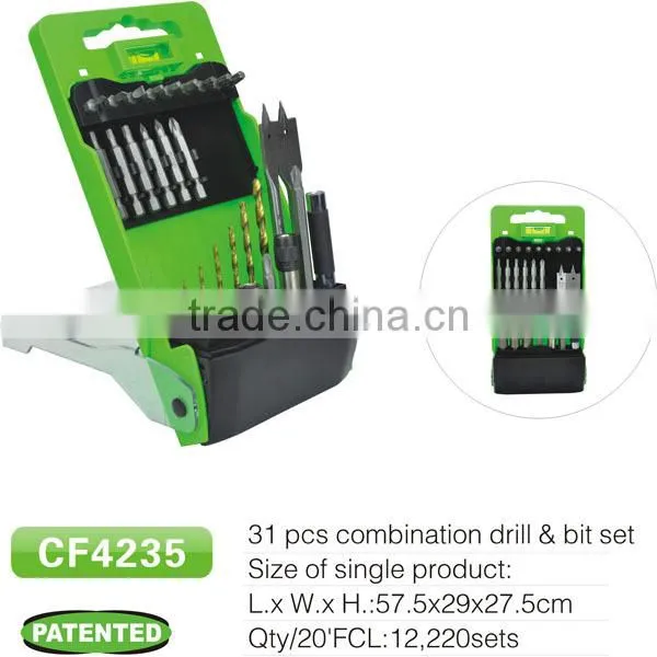 2015 New arrival CF4237 43pcs hss twist drill bit with green plastic case