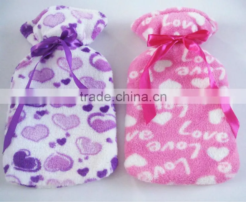 Factory supply directly fleece heart design Hot water bottle cover