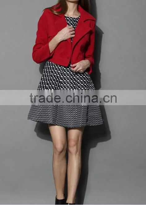 Multi-way wear Coat and Skirt Set in Red,women removable dress Coat,women knee length fitted long Coat