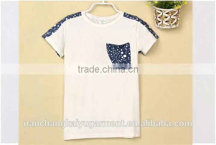 Custom blank cotton T shirt for boy kids with pocket