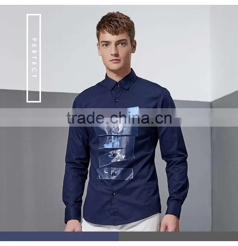New Design High Quality 100% Cotton Men Casual Slim Fit Shirts Long Sleeve Custom Printing OEM Wholesale