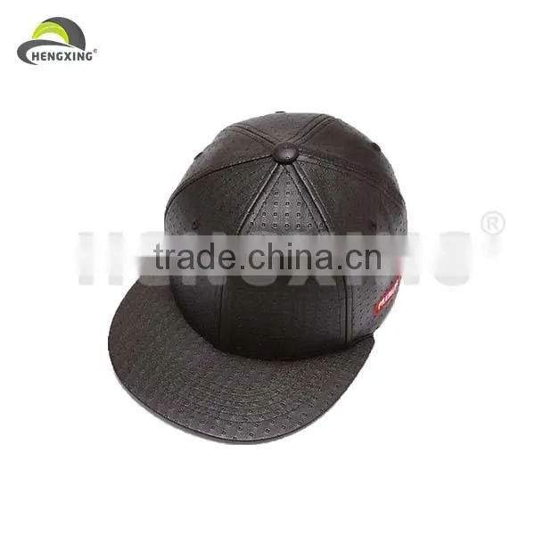 Black Leather Snapback Hat Wholesale