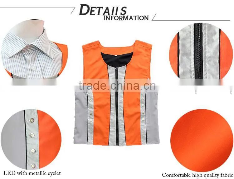 High Visibility led light reflective safety workwear