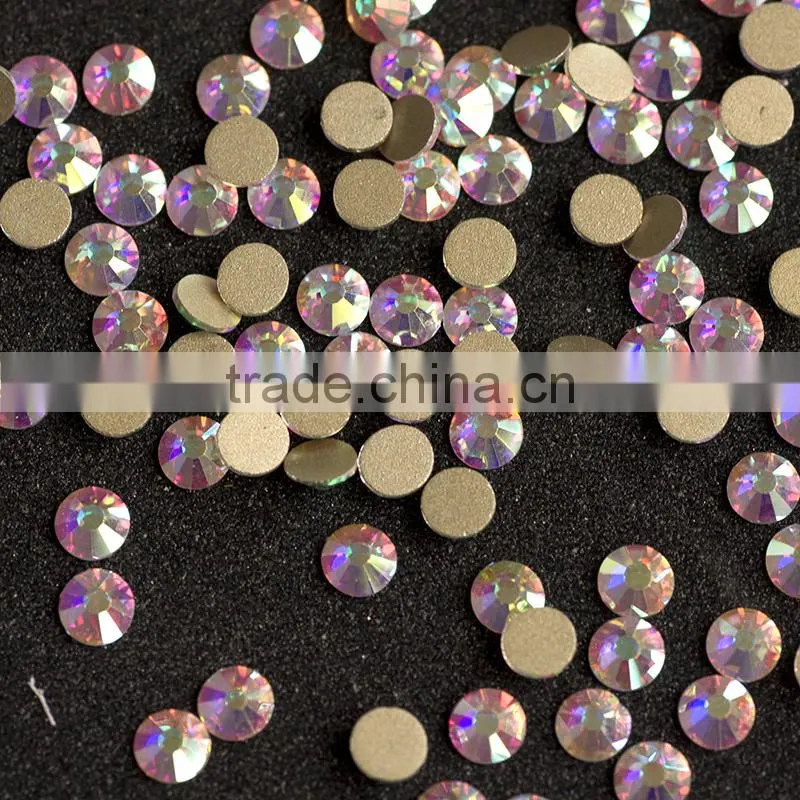 NHF 2058 crystalAB Chaton flat back glass nail rhinestones
