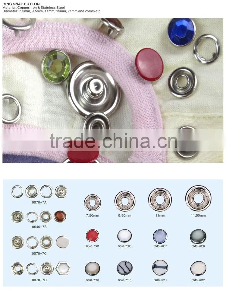 Best selling pearl resin and brass combination prong type snap buttons