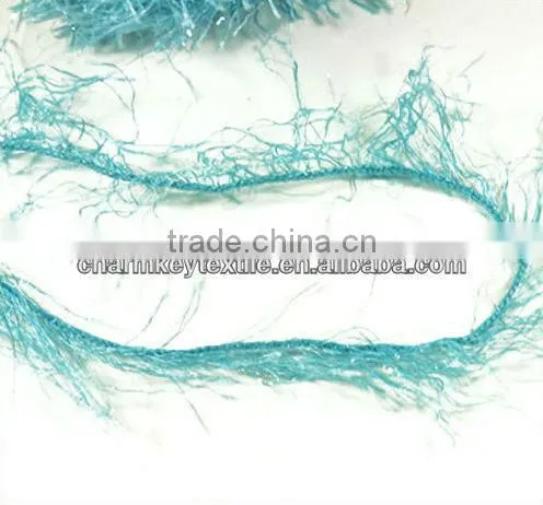Wholesale crochet pine needle pattern dyed solid color eyelash yarn