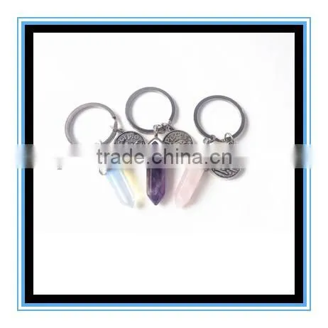 High quality rose quartz & zodiac charm keychain Yiwu wholesale