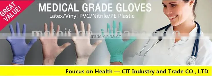 CE&ISO approved disposable blue violet color powdered powder free nitrile gloves