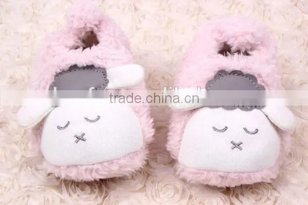 lovely cartoon animal coral fleece baby girl walking shoes