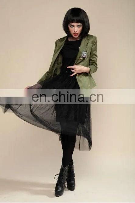 Academy style fashion design badge embroidered mini suit coat for ladies
