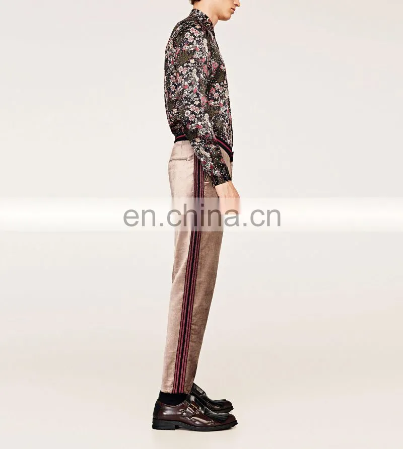 Wholesale Dongguan Custom Man Casual Velvet Trousers With Side Stripes
