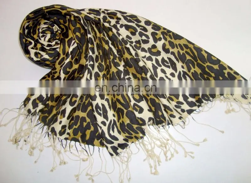 Silk Pashmina wool with Zebra print scarves for women or snake print
