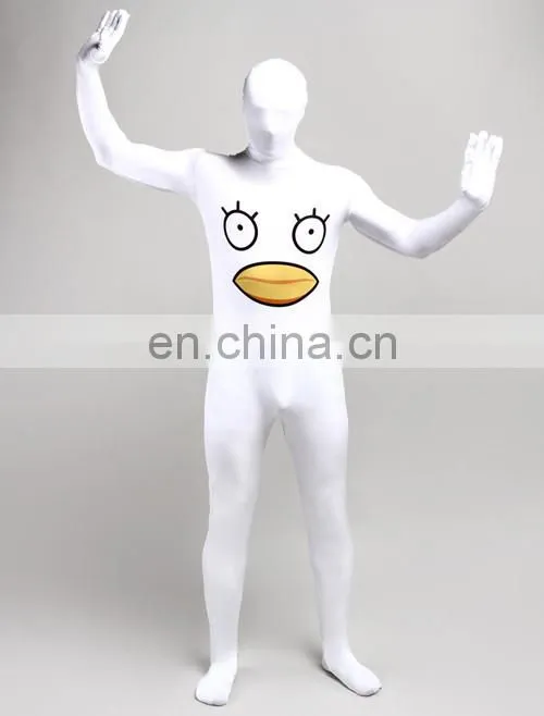 Unisex Adult White Morph Suits Duck Chicken Print Cosplay Party Costume