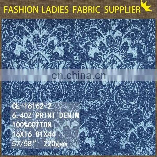 100% denim fabric print denim jeans
