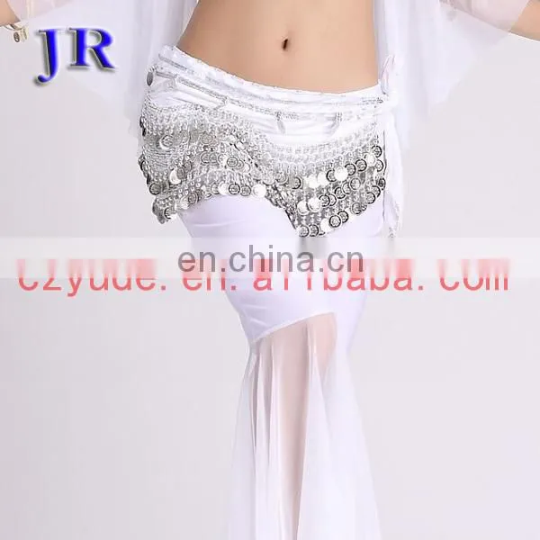 Y-2005 Indian 256 silver coins performance velvet belly dance hip scarf with multy color