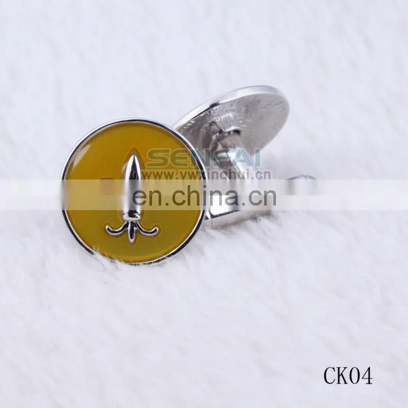 2014 New Design Customized Logo crystal red alloy gold crown cufflinks