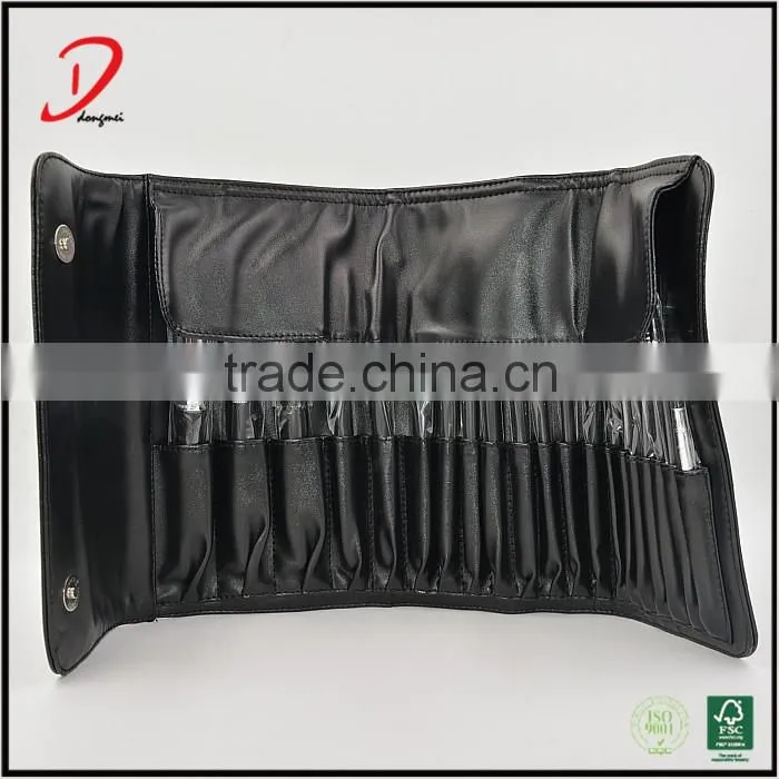 High quality black pu makeup brush belt bag,makeup brush holder leather case
