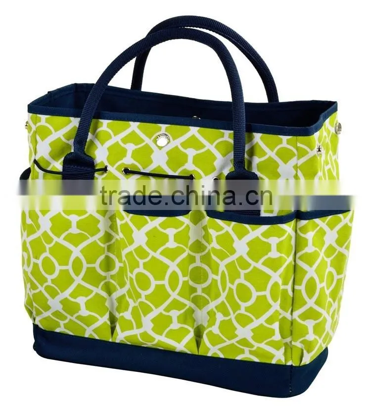printed green canvas garden tote bag, popular design high quality nylon ladies garden bag,custom printed canvas garden tote bags