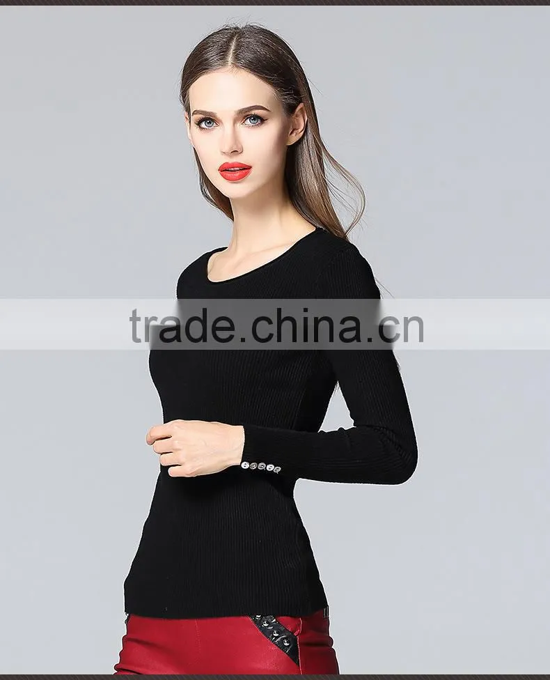 Fashion designhand knit sweater round collar sweater for girls
